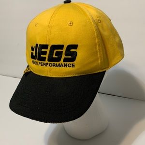 Jegs baseball hat cap adjustable strap back yellow gold race parts high perform